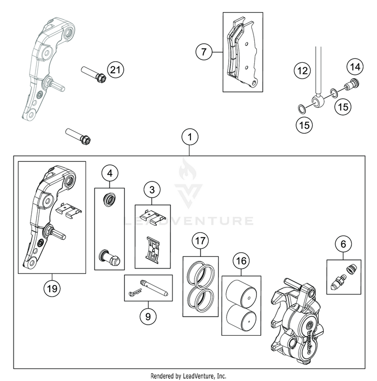 Front Brake Caliper 701 ENDURO CHASSIS - 2019 Schematic