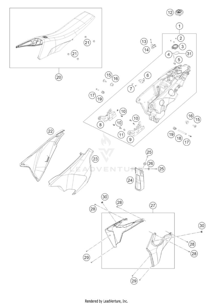 Tank, Seat 701 ENDURO US CHASSIS - 2022 Schematic
