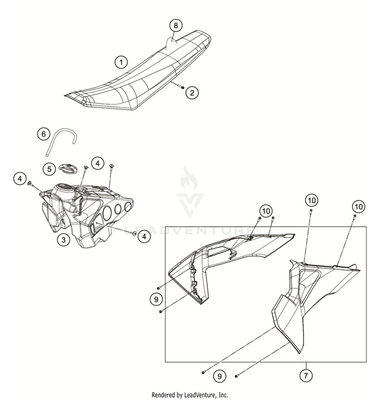 Tank, Seat FC 350 CHASSIS - 2019 Schematic