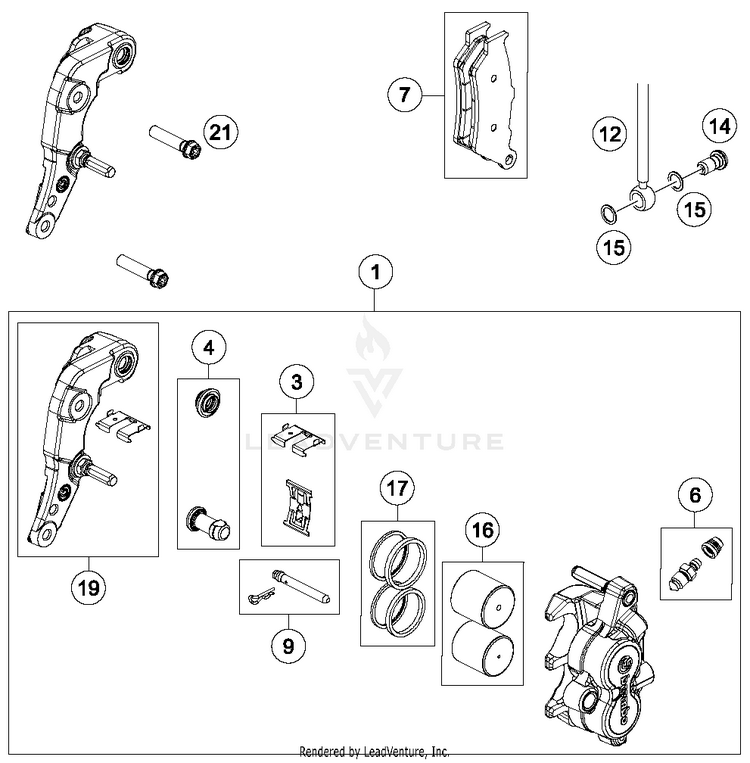 Brake Caliper Front 701 ENDURO CHASSIS - 2016 Schematic