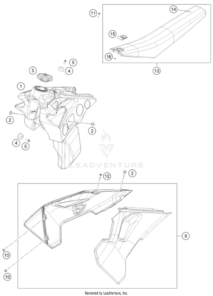 Tank, Seat FE 450 CHASSIS - 2025 Schematic