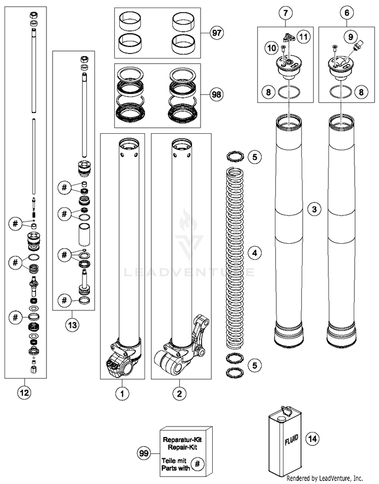 Front Fork Disassembled TC 65 CHASSIS - 2018 Schematic