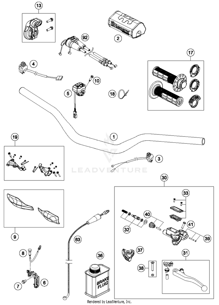 Handlebar, Controls FC 350 CHASSIS - 2018 Schematic