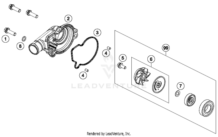 Waterpump TC 125 ENGINE - 2017 Schematic