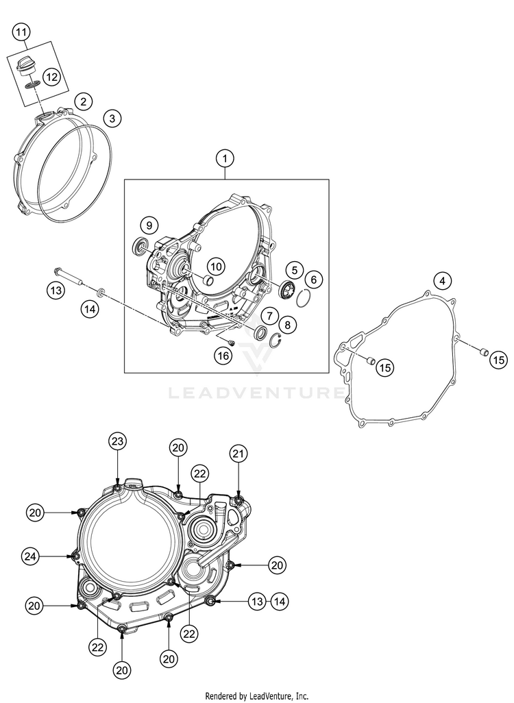 Clutch Cover FC 450 Engine - 2021 Schematic