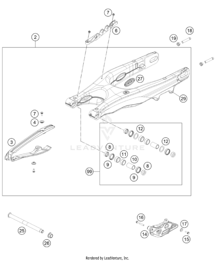 Swing Arm FC 350 CHASSIS - 2024 Schematic