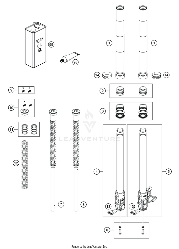 Front Fork Disassembled VITPILEN 701 CHASSIS - 2020 Schematic