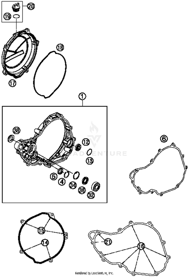 Clutch Cover FC 250 ENGINE - 2015 Schematic