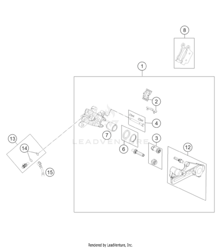 Rear Brake Caliper TC 85 17/14 EU CHASSIS - 2022 Schematic