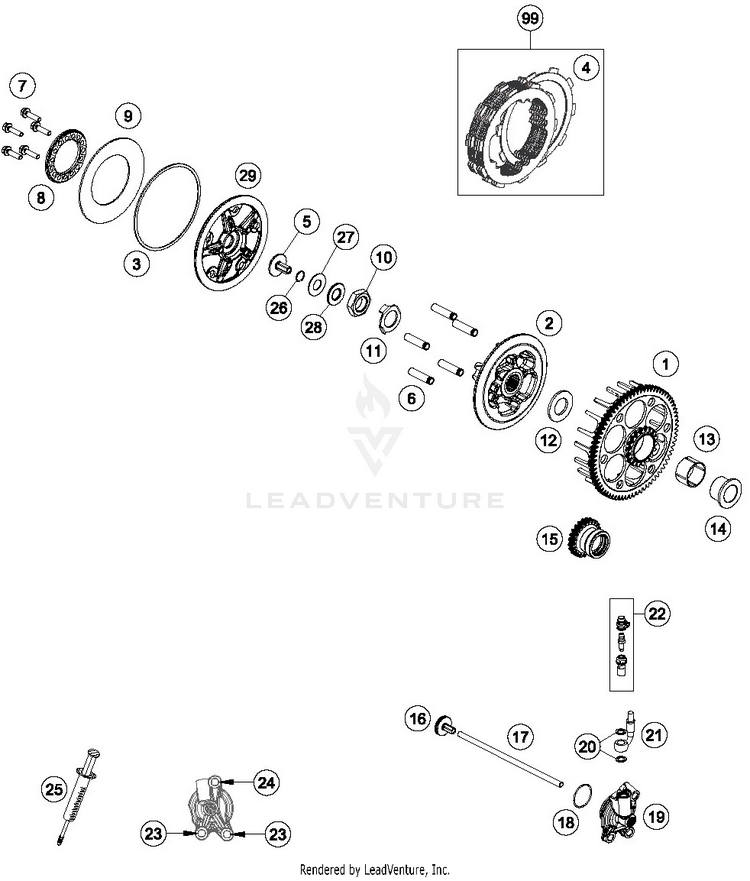 Clutch TC 125 ENGINE - 2019 Schematic