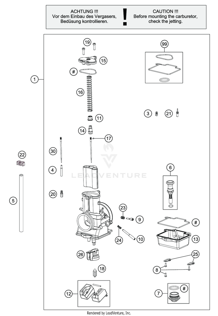 Carburetor TC 250 ENGINE - 2020 Schematic