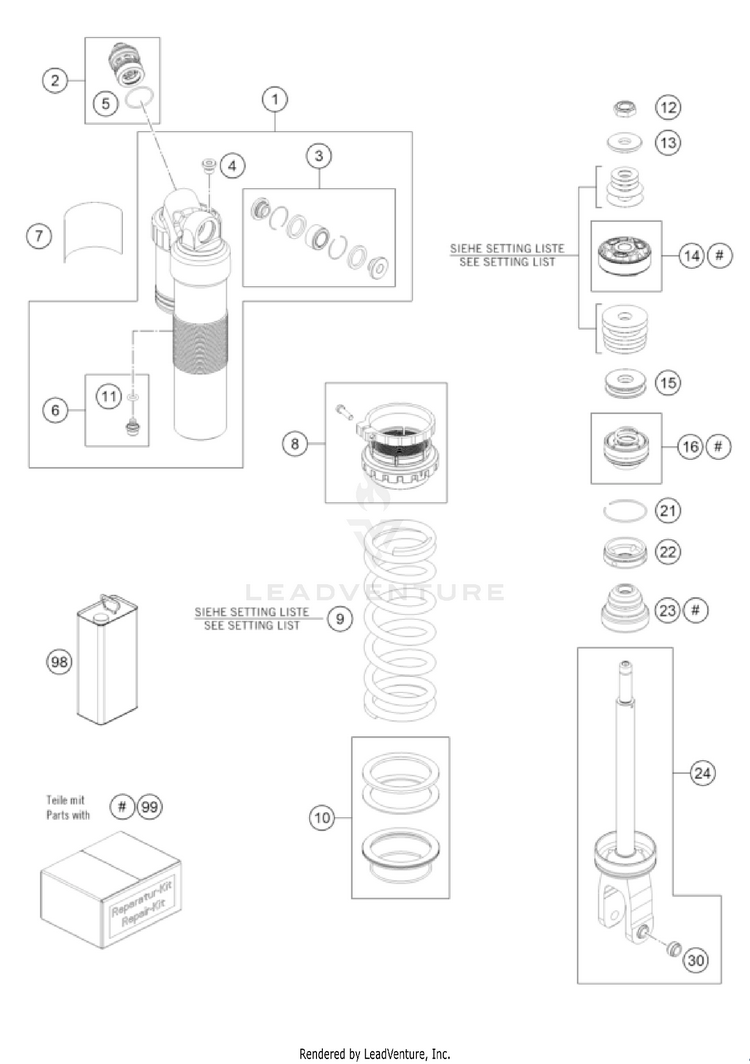 Shock Absorber Disassembled FE 501 US CHASSIS - 2022 Schematic
