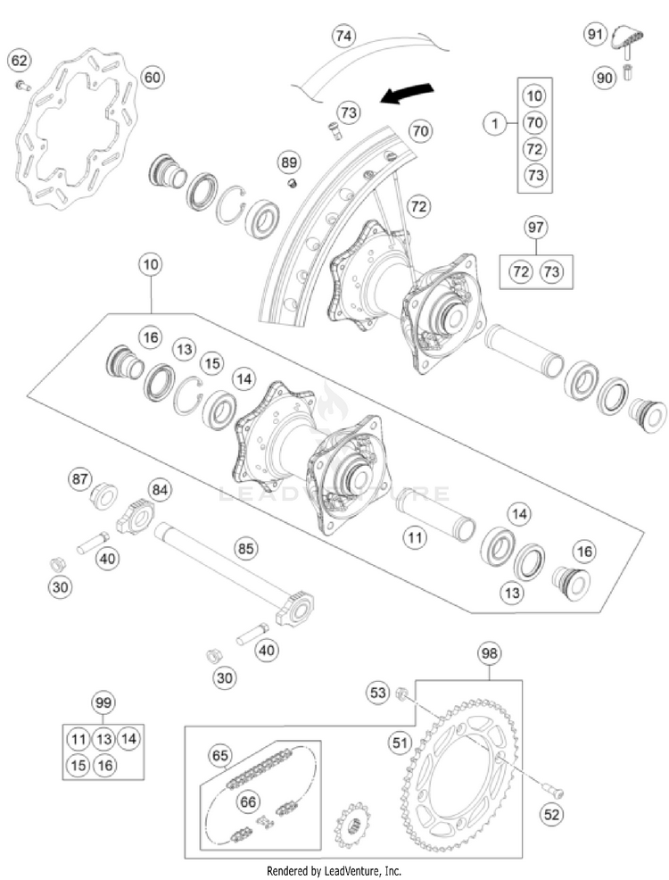 Rear Wheel TC 85 19/16 CHASSIS - 2024 Schematic