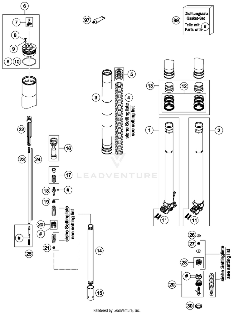 Front Fork Disassembled FE 501S CHASSIS - 2016 Schematic