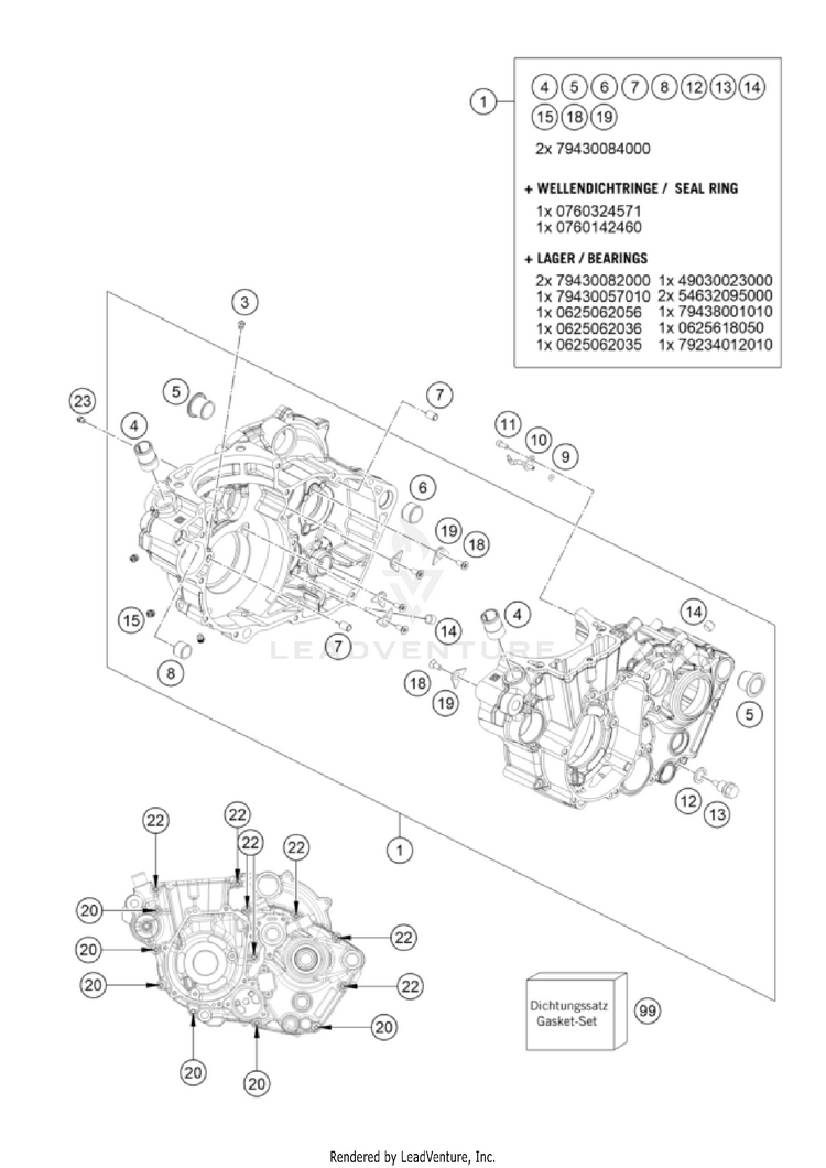 Engine Case FC/FX 450 Engine - 2022 Schematic