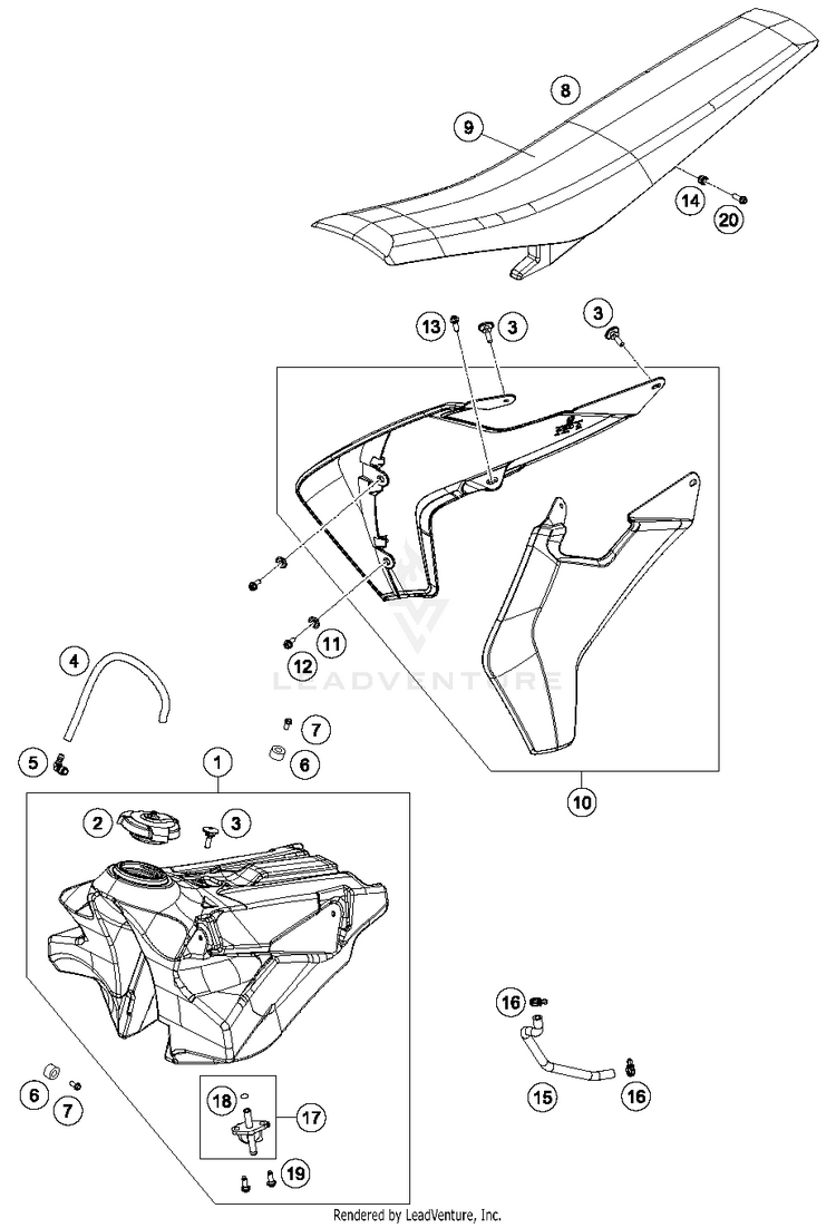Tank, Seat, Cover TC 250 CHASSIS - 2018 Schematic