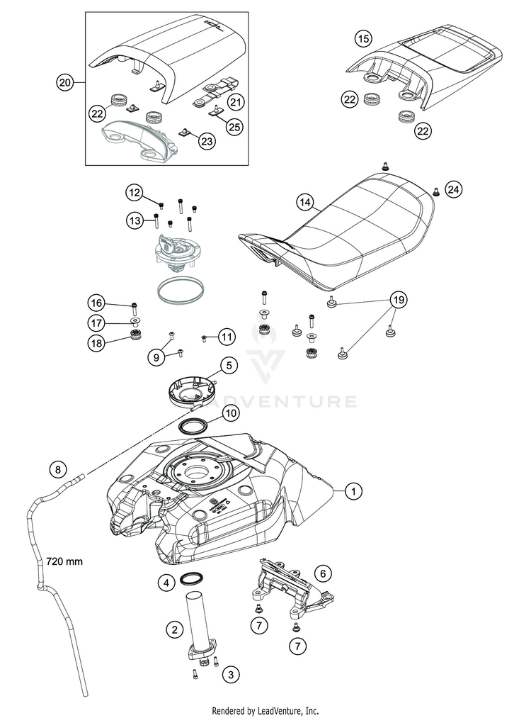 Tank, Seat VITPILEN 701 CHASSIS - 2020 Schematic