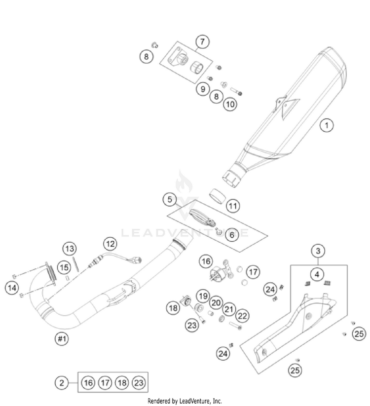 Exhaust System 701 ENDURO US CHASSIS - 2024 Schematic