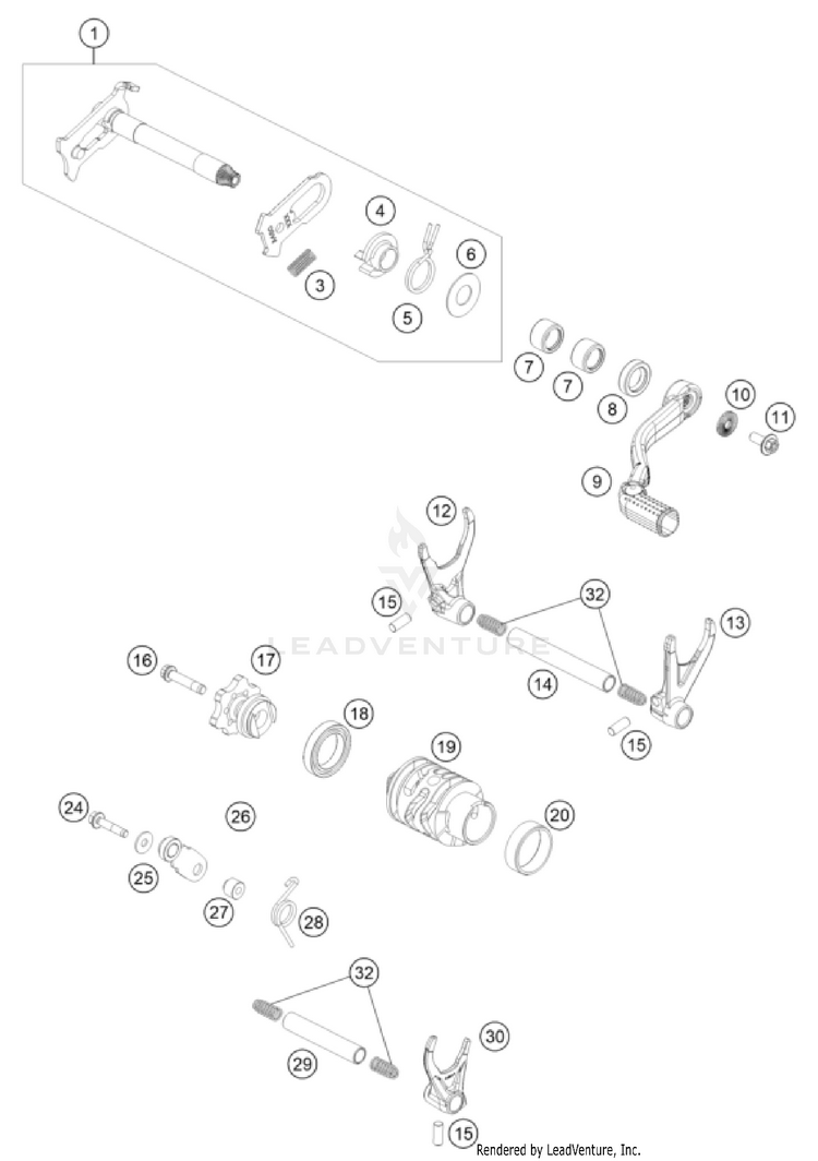 Shifting Mechanism TX 300i ENGINE - 2023 Schematic