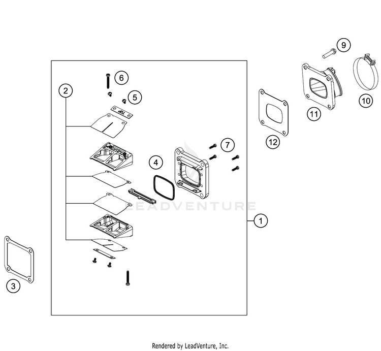 Reed Valve Case TC 125 ENGINE - 2020 Schematic