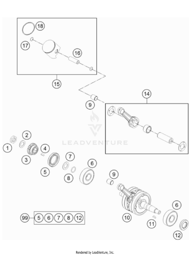 Crankshaft, Piston TC 65 Engine - 2022 Schematic