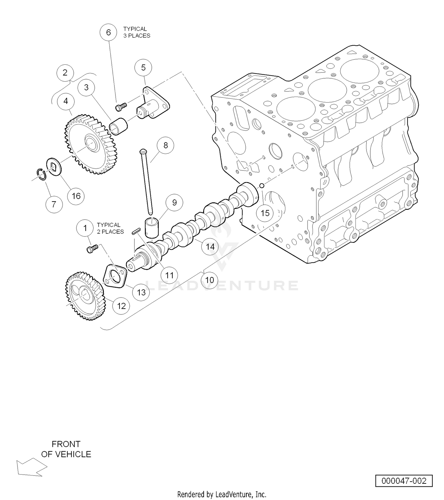 Camshaft and Idle Gear (Diesel Engine - Closed Breather)