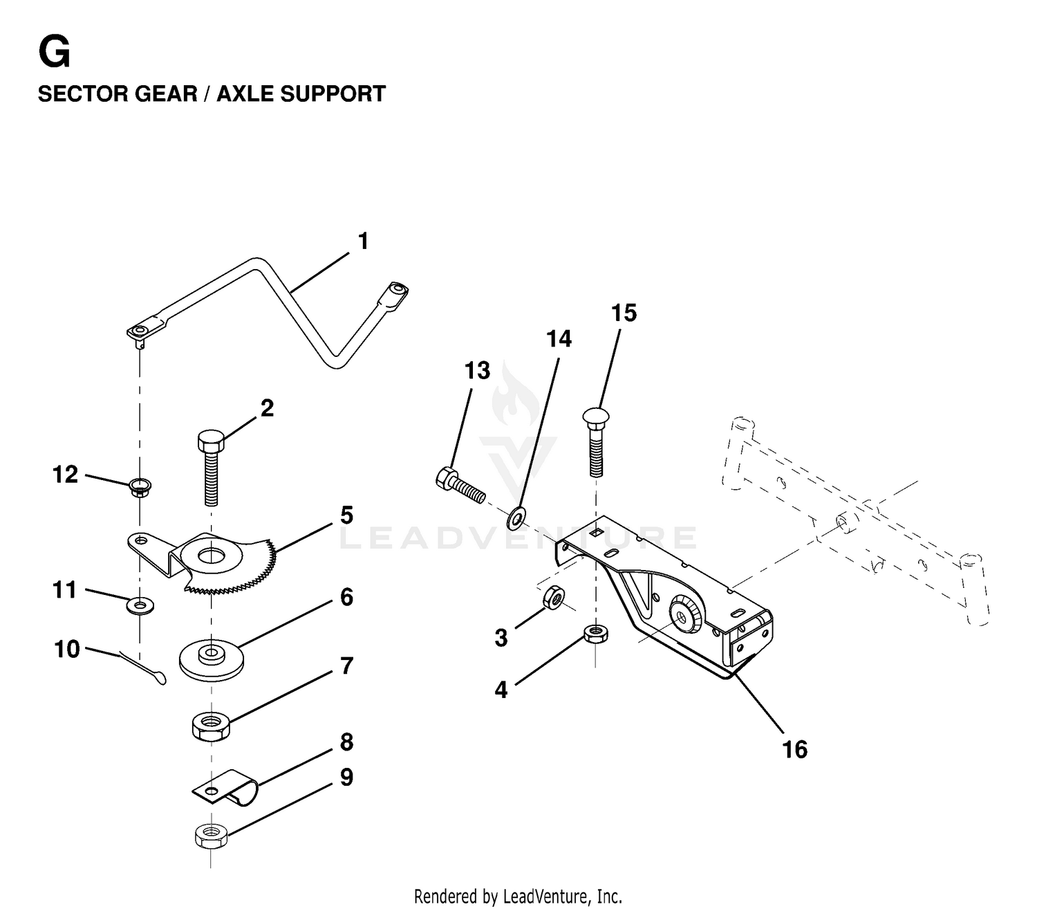 SECTOR GEAR / AXLE SUPPORT