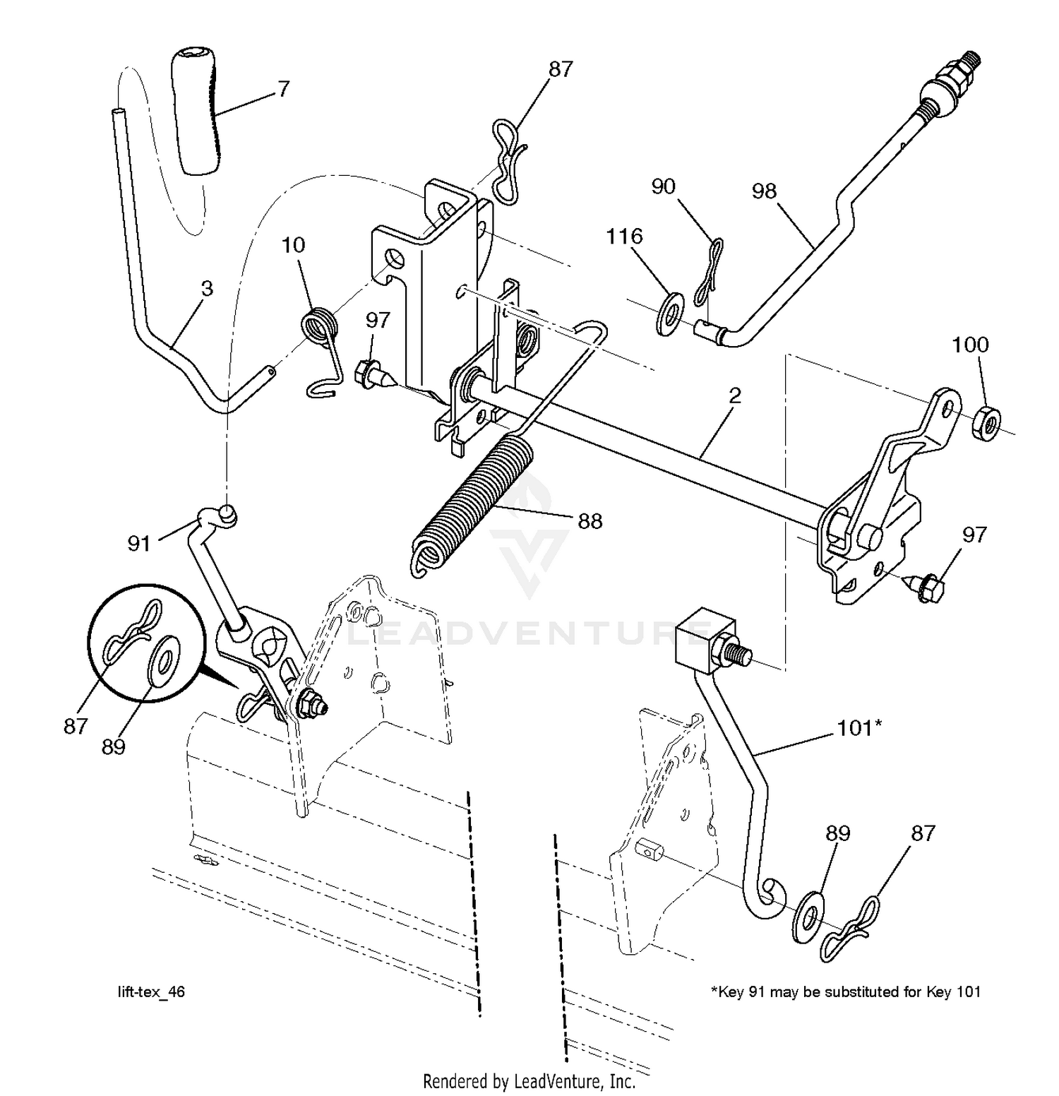 MOWER LIFT LEVER