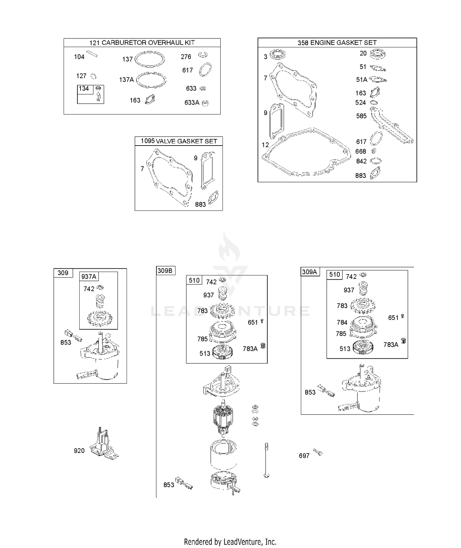 ENGINE, VALVE, & CARBURETOR KITS, REWIND STARTER