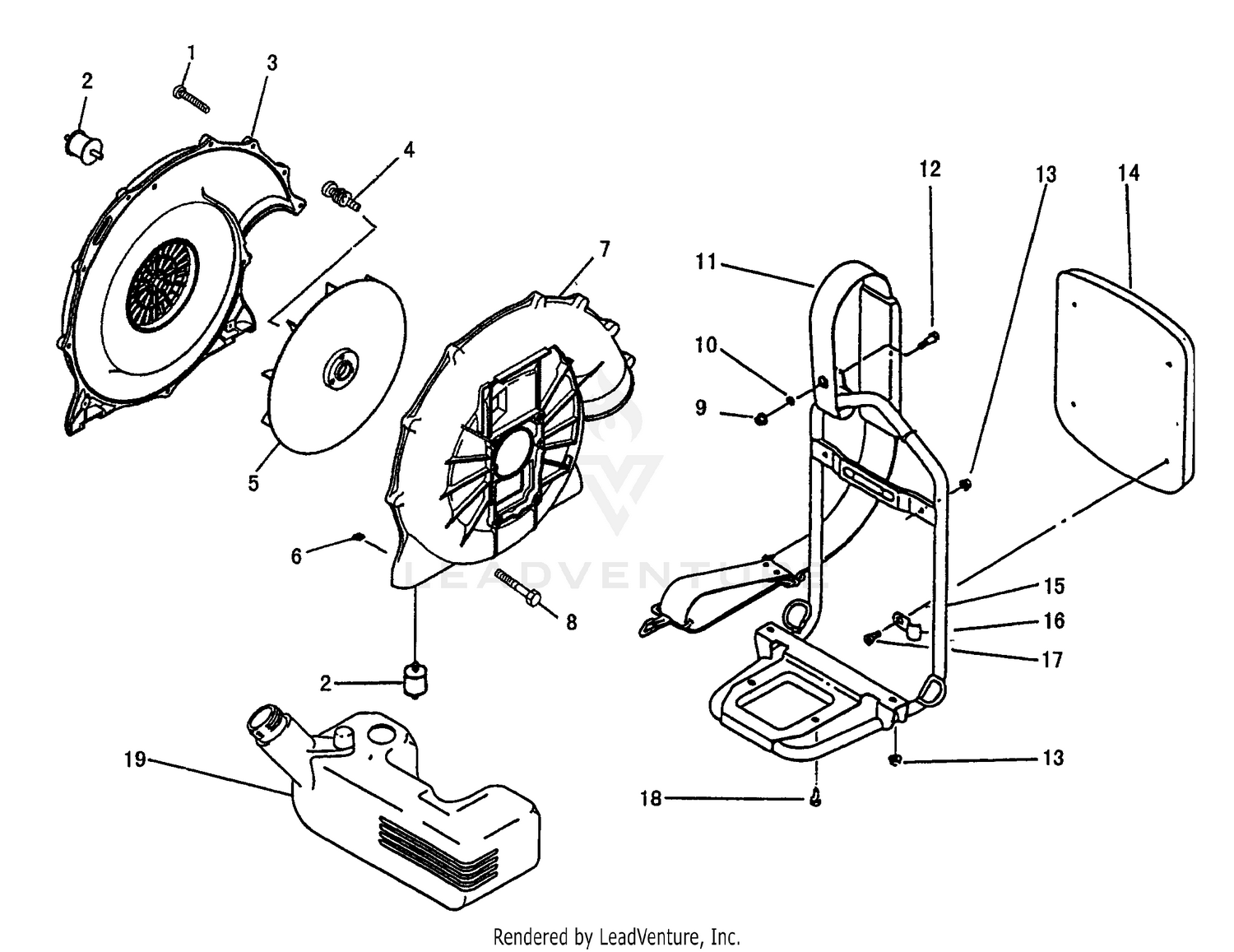 Fan / Fan Housing & Backpack Frame & Fuel Tank
