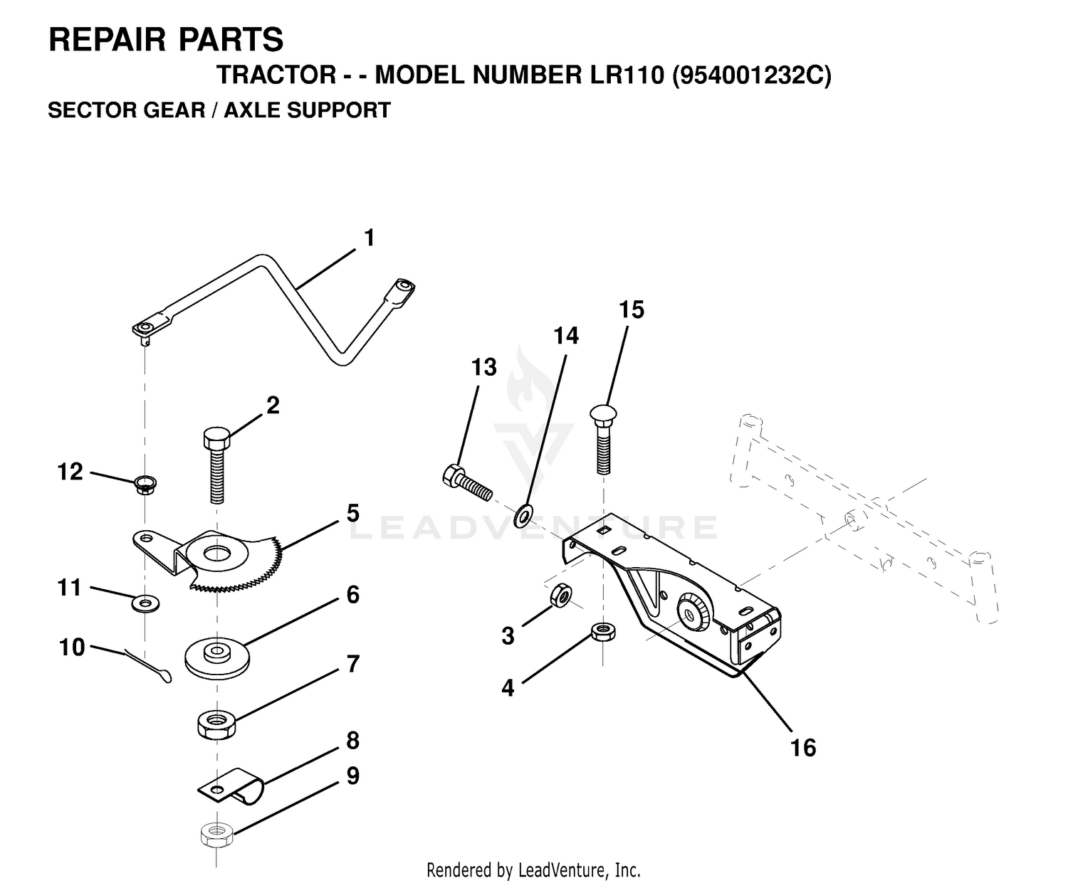 SECTOR GEAR / AXLE SUPPORT
