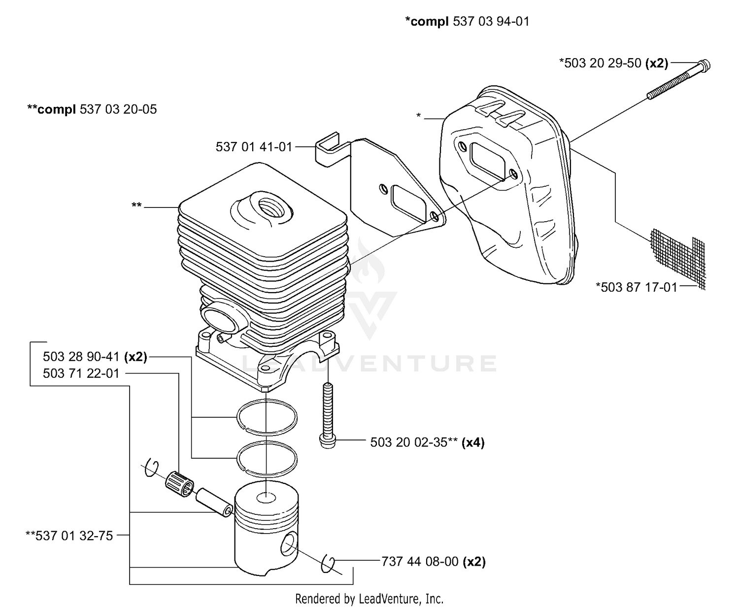 Piston/Cylinder And Muffler