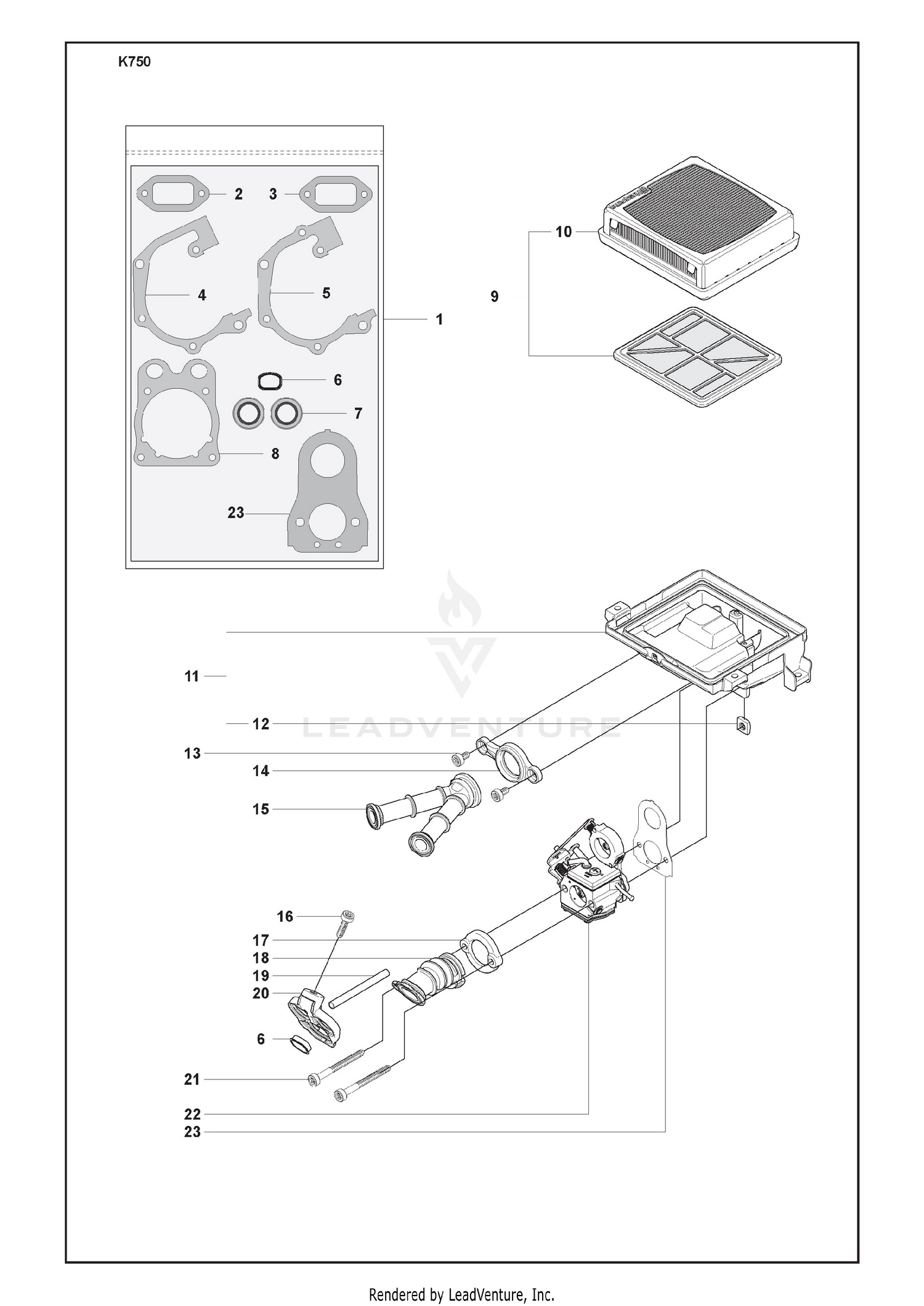 Air Filter Paper And Gasket Kit And Carburettor