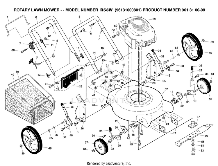 Husqvarna R53 W 96131000801 (200605) Walk Behind Mower Partswarehouse