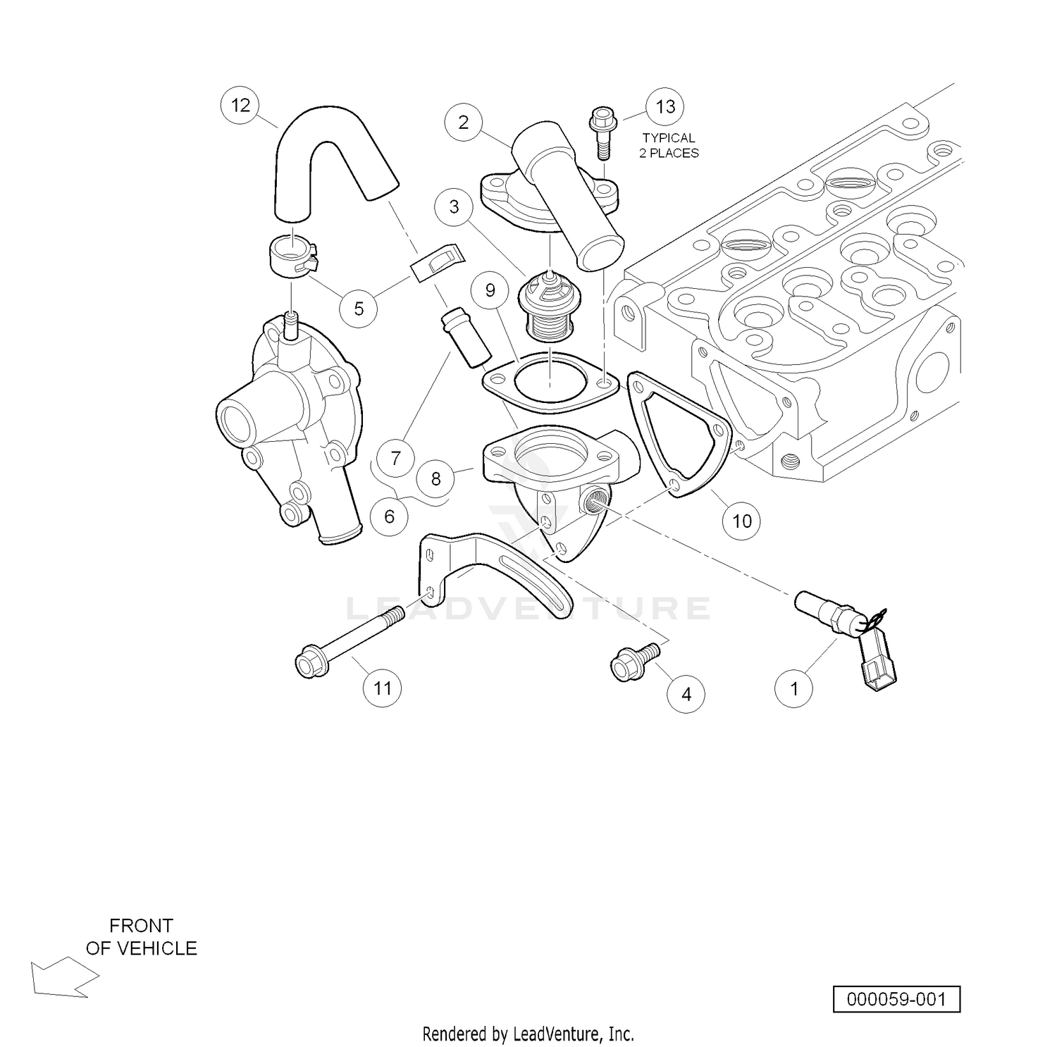 Water Flange and Thermostat