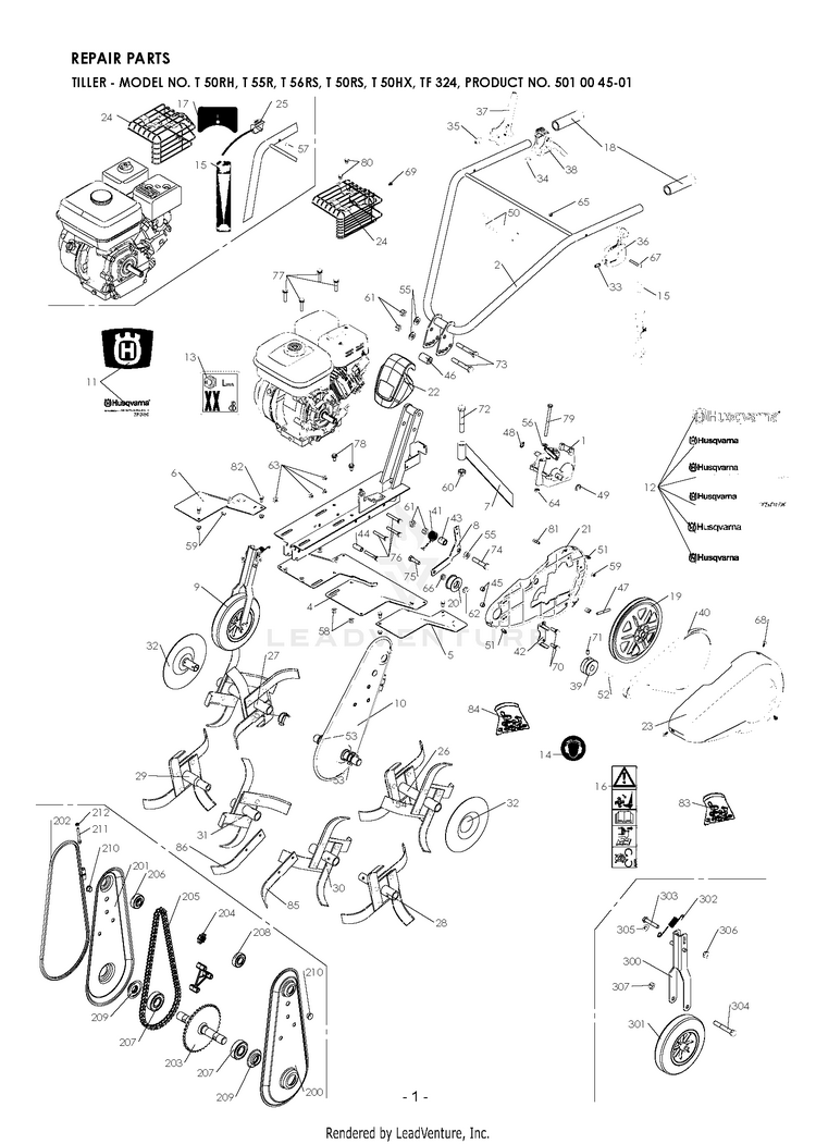 Husqvarna TF 324 967258801 (201401) Cultivator/Tiller Partswarehouse