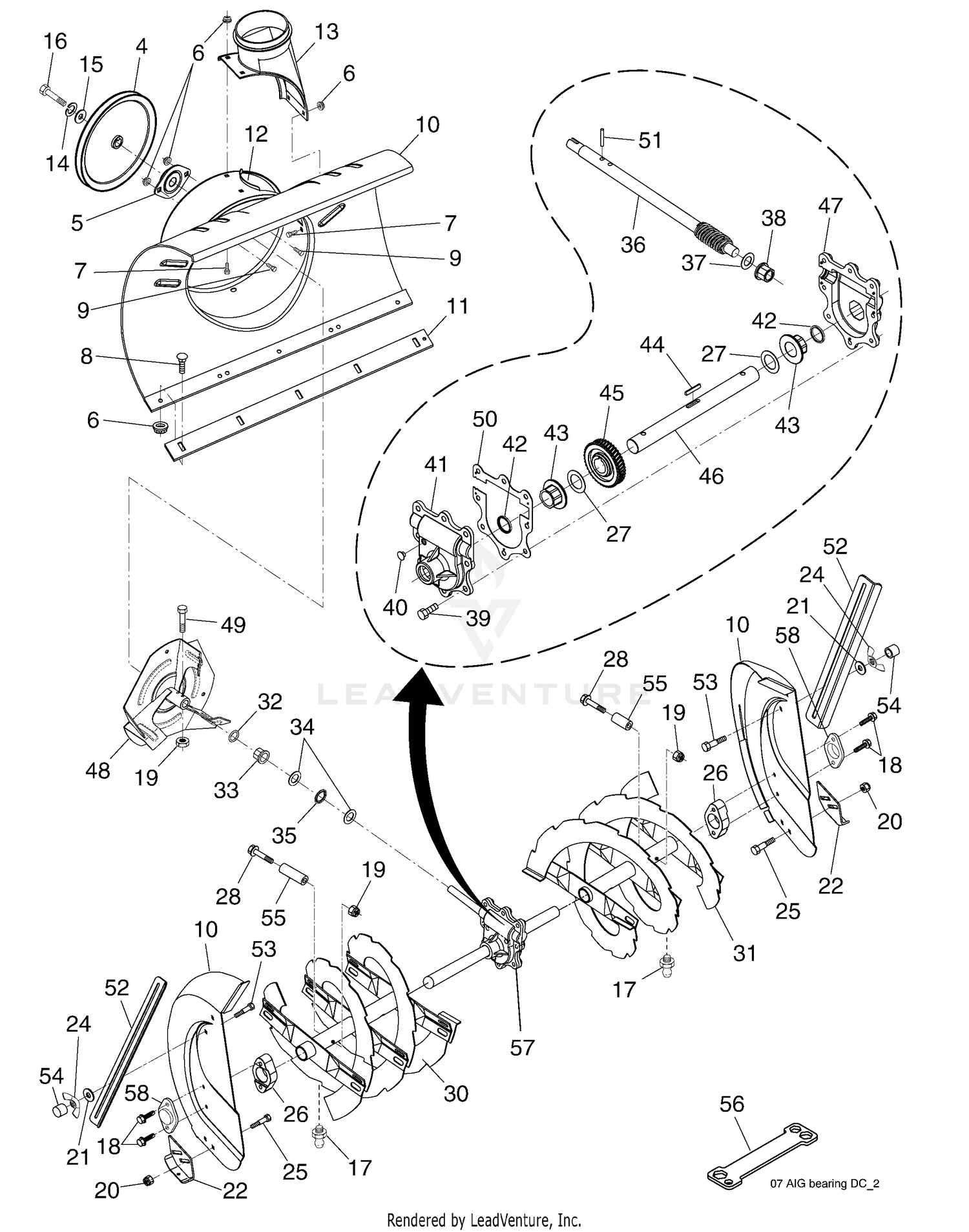 Repair Parts and Auger Housing / Impeller Assembly