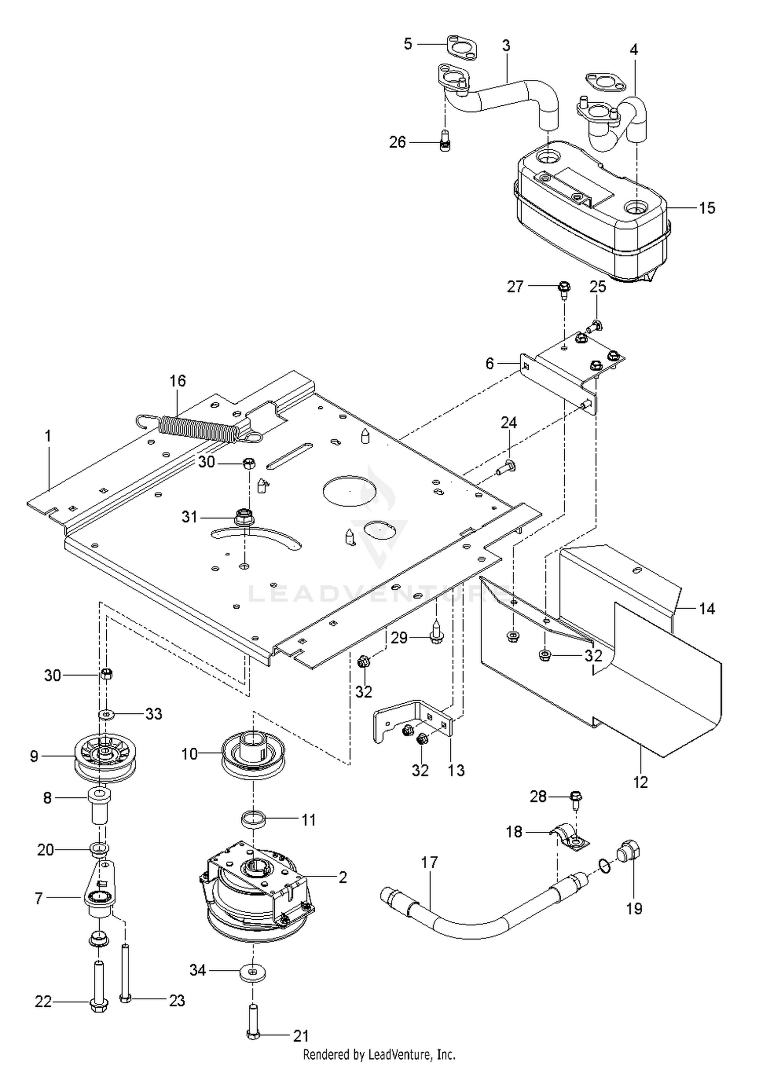 ENGINE MOUNTING, GUARDS & MUFFLER