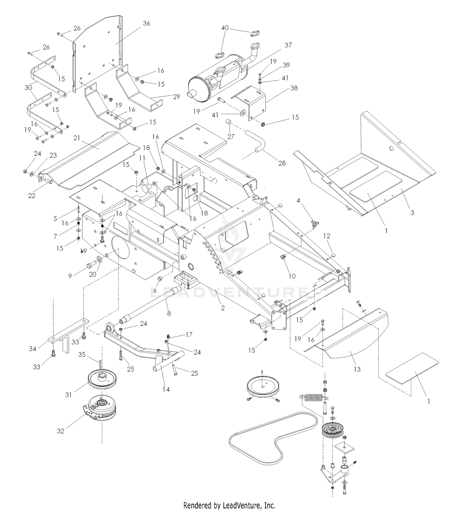 Chassis, Engine & Pulleys