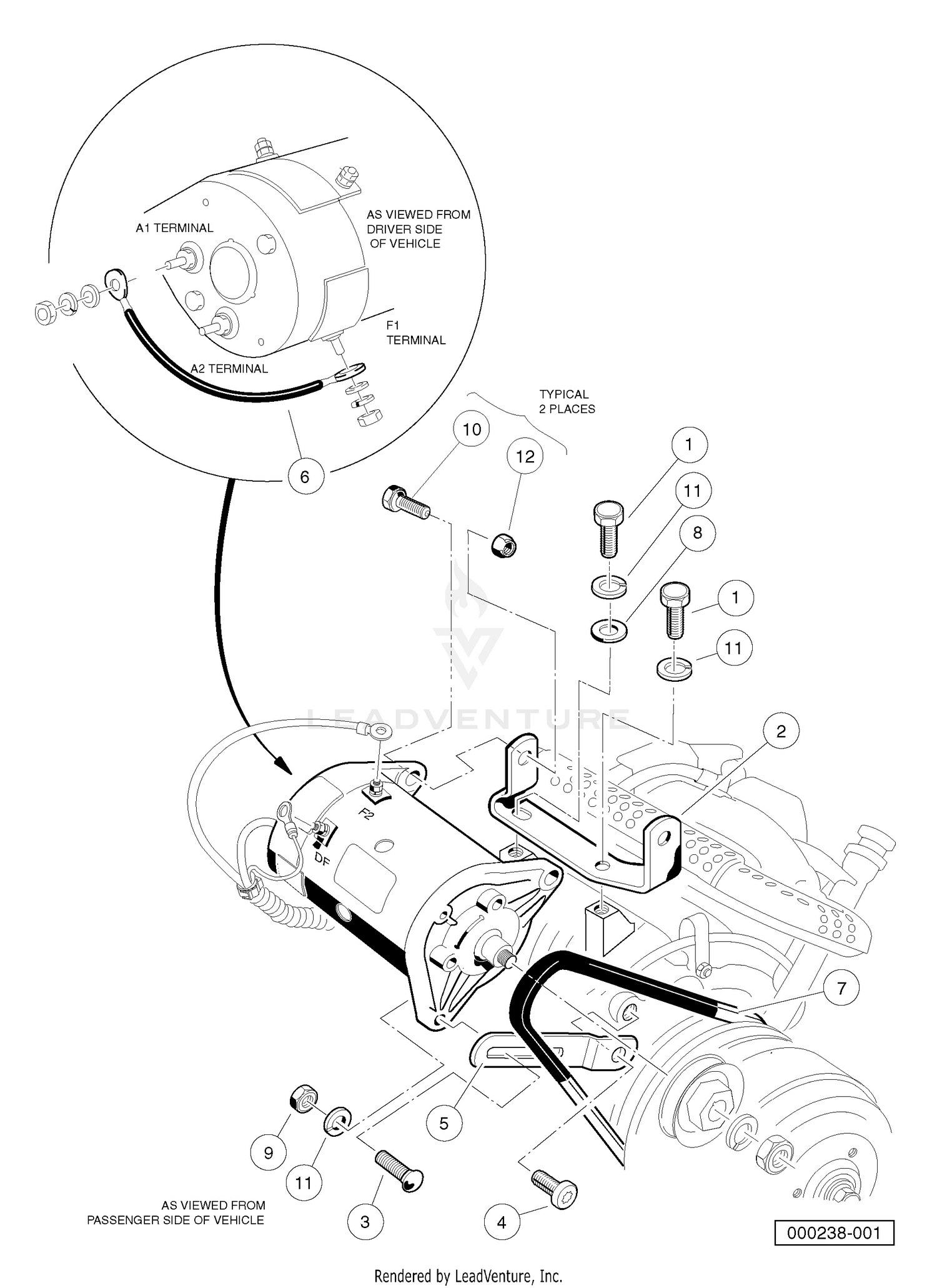 FE290 STARTER/GENERATOR MOUNTING - GASOLINE VEHICLE