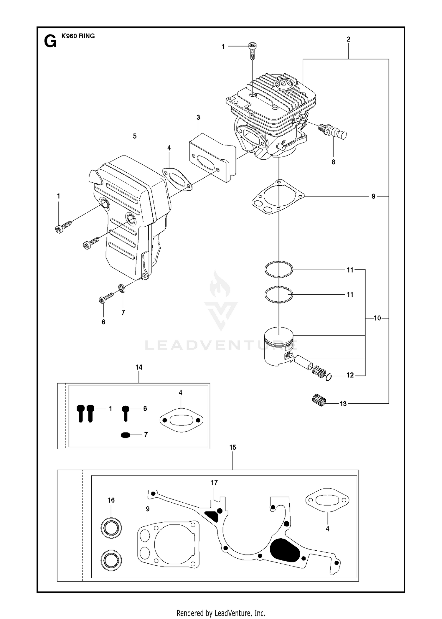 CYLINDER, PISTON & MUFFLER