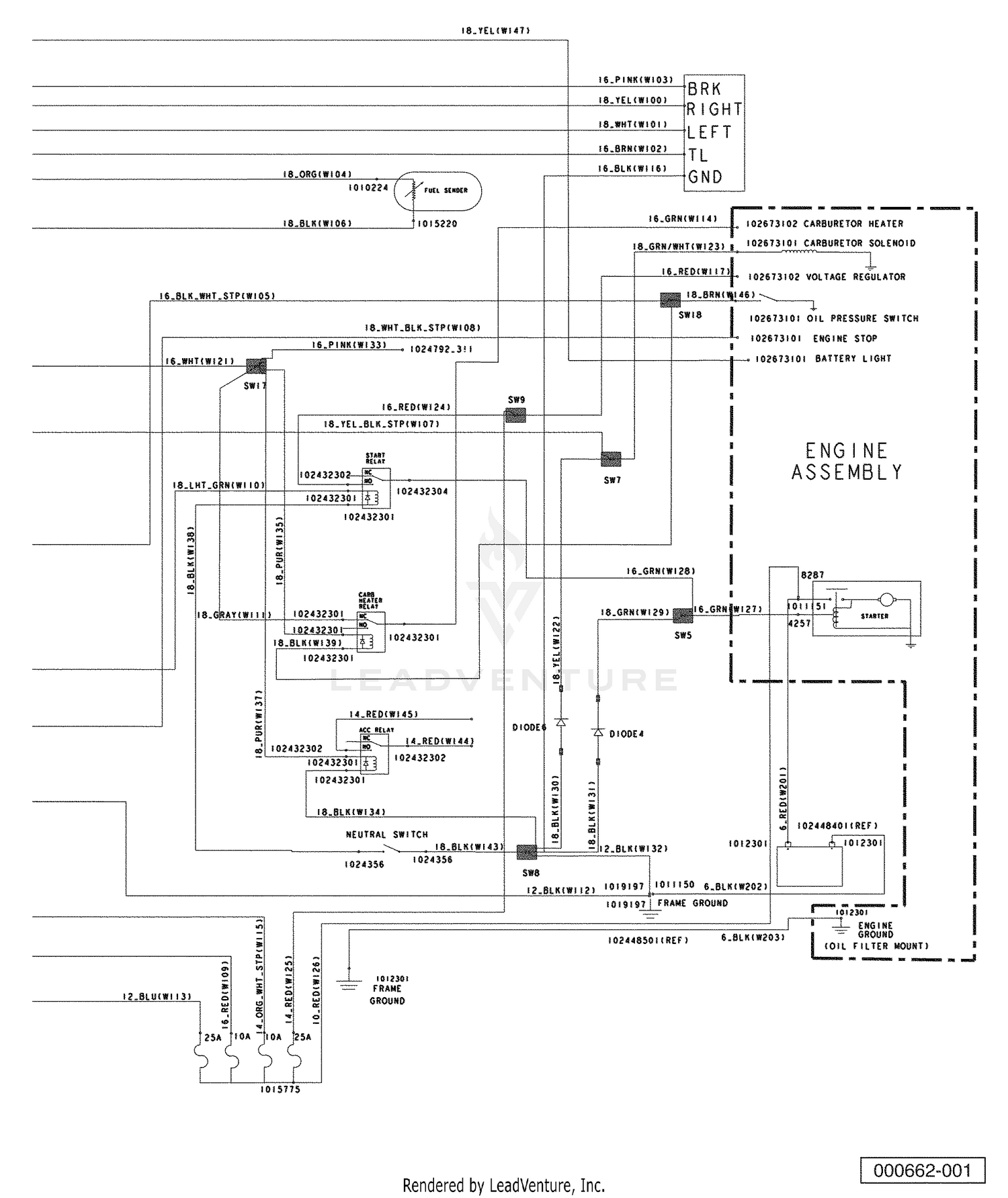 Wiring - Gasoline Vehicles, Single Piece