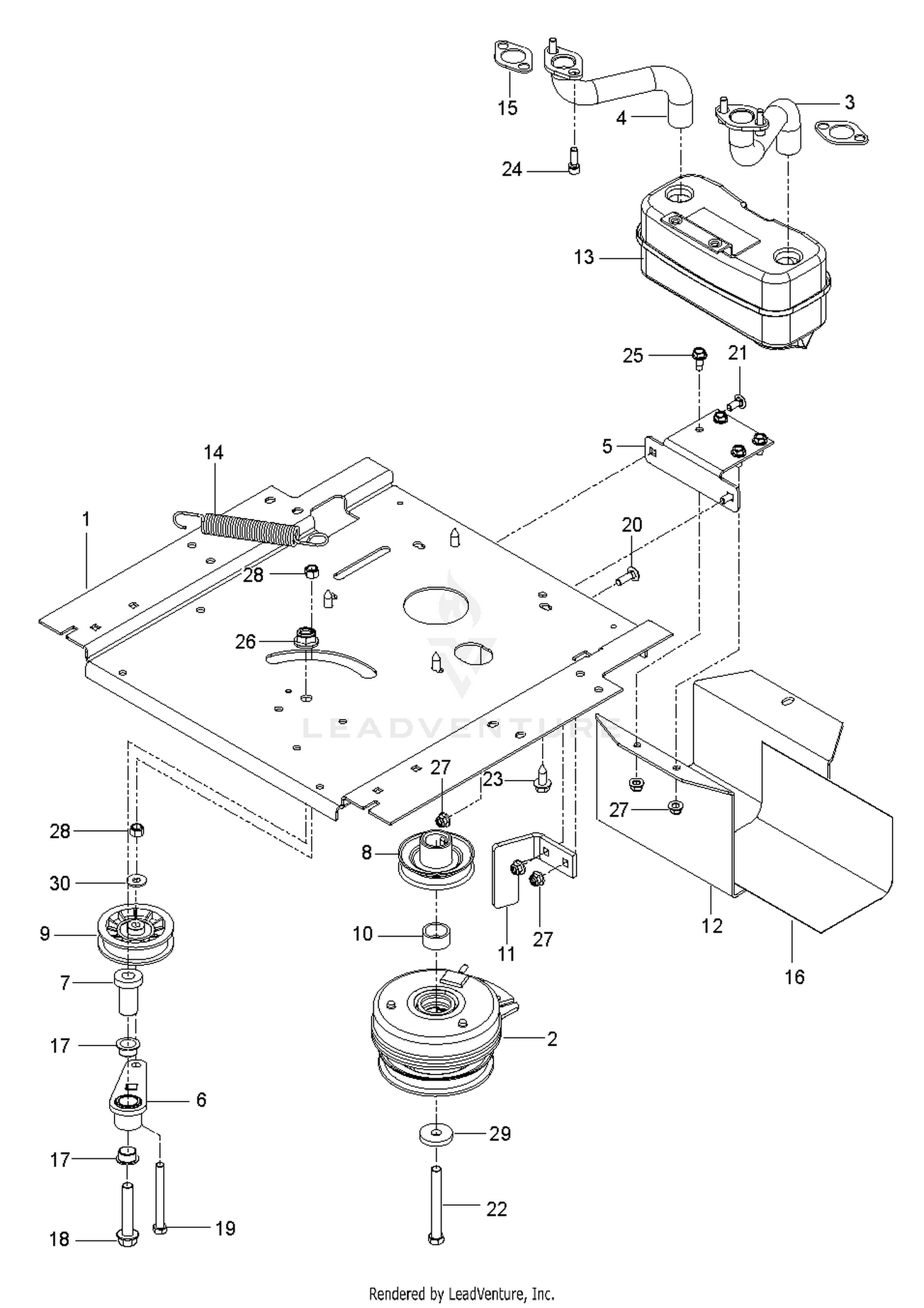 ENGINE MOUNTING, GUARDS & MUFFLER