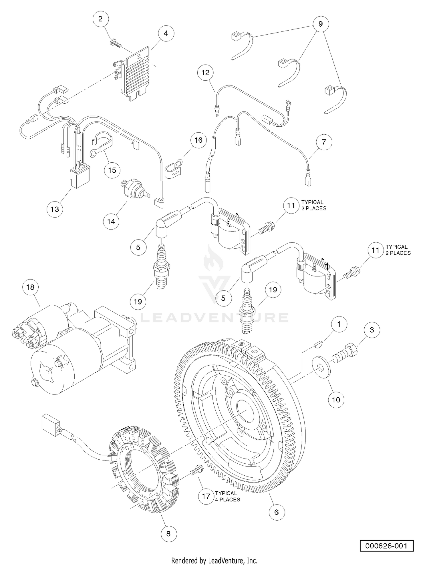 Ignition Components and Flywheel (Kawasaki FH680D Gasoline Engine)