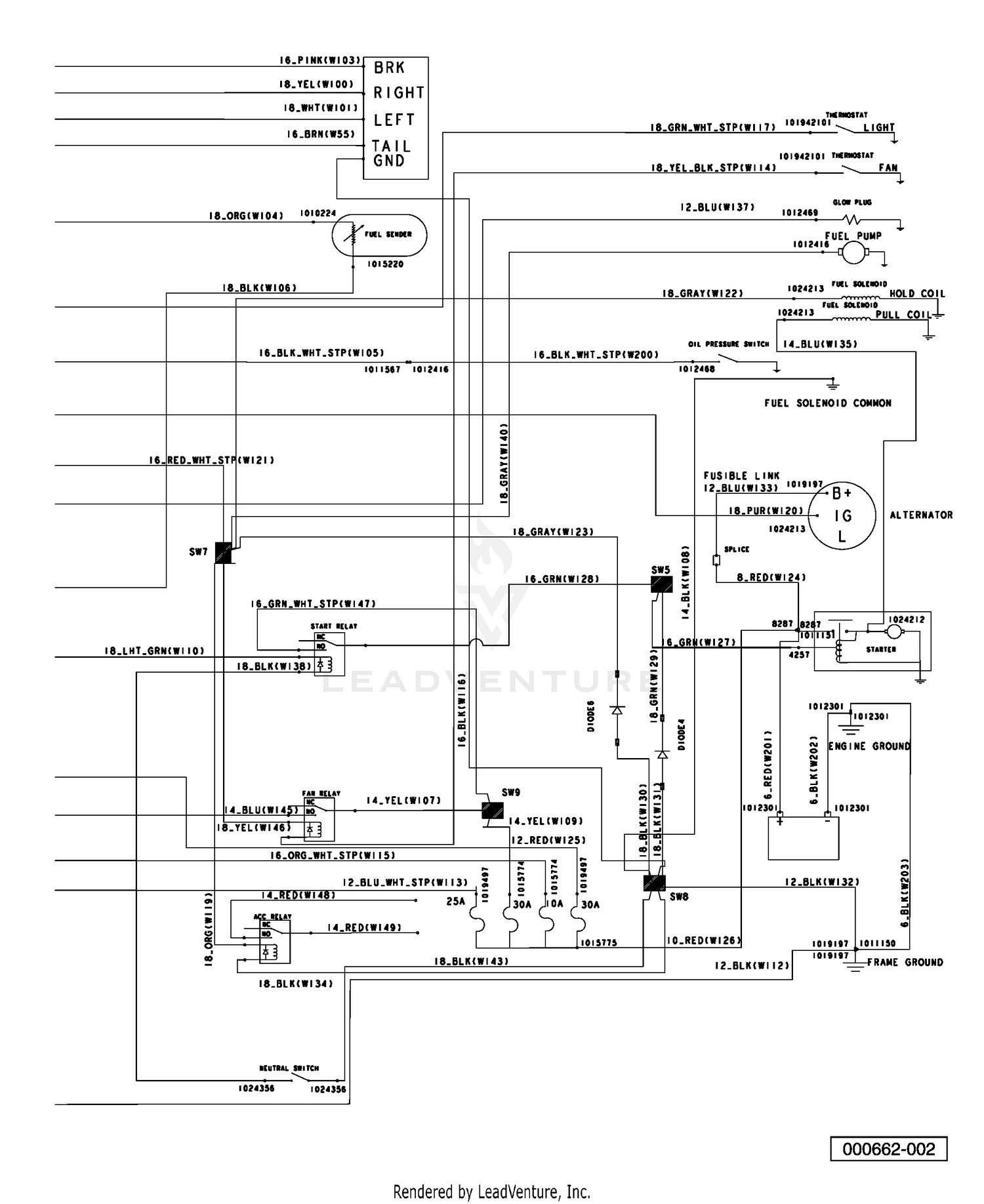 Wiring - Diesel Vehicle, Single Piece