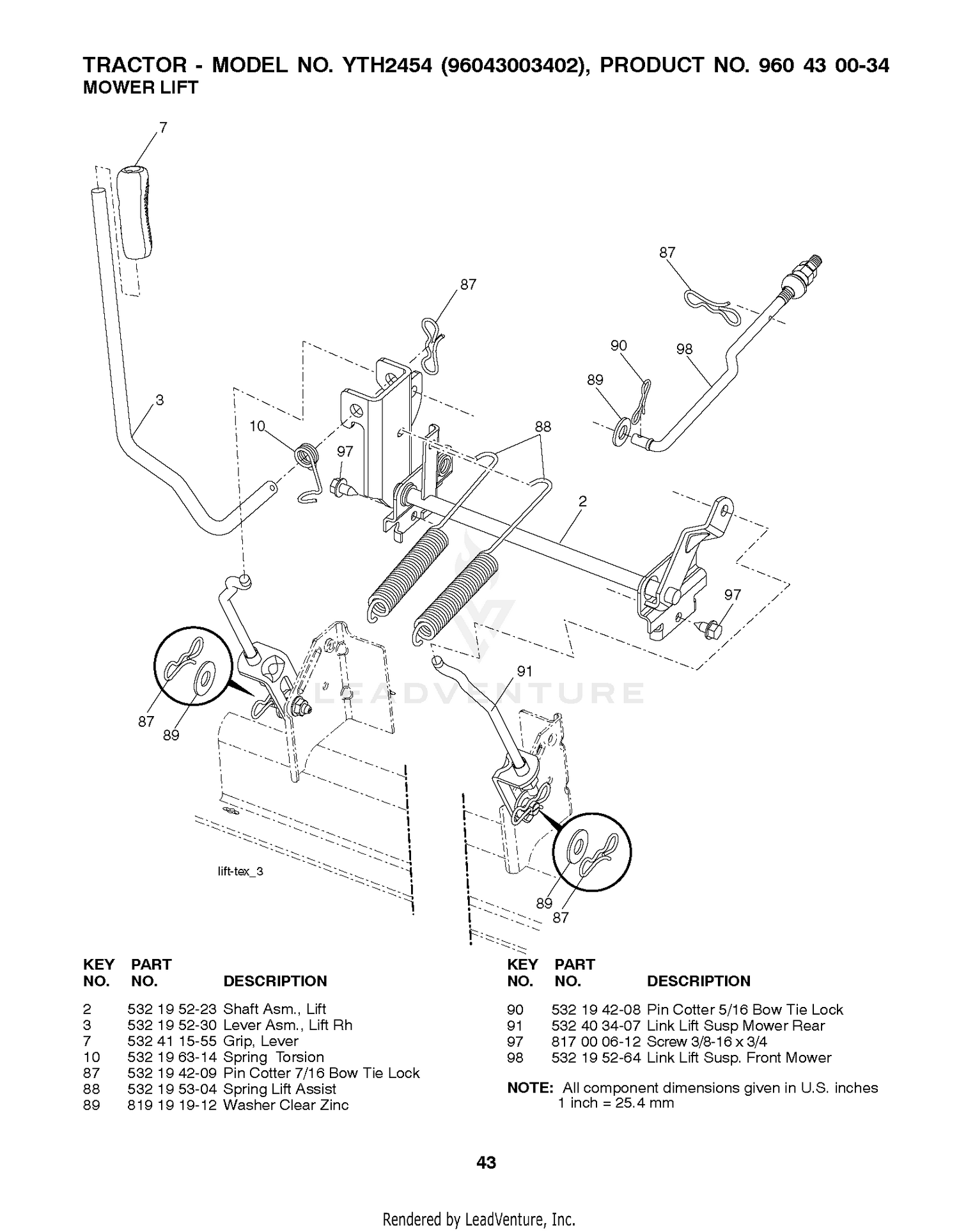 MOWER LIFT / DECK LIFT