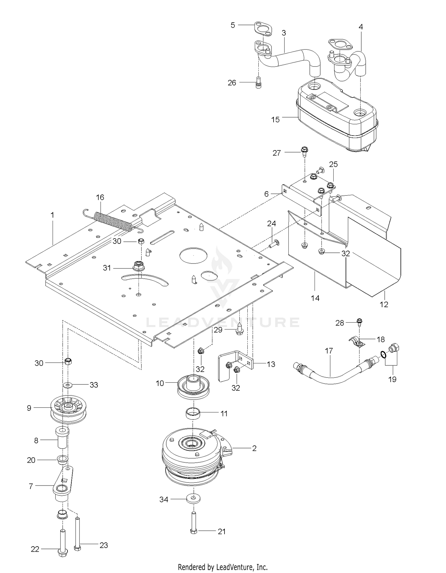 ENGINE MOUNTING, GUARDS & MUFFLER