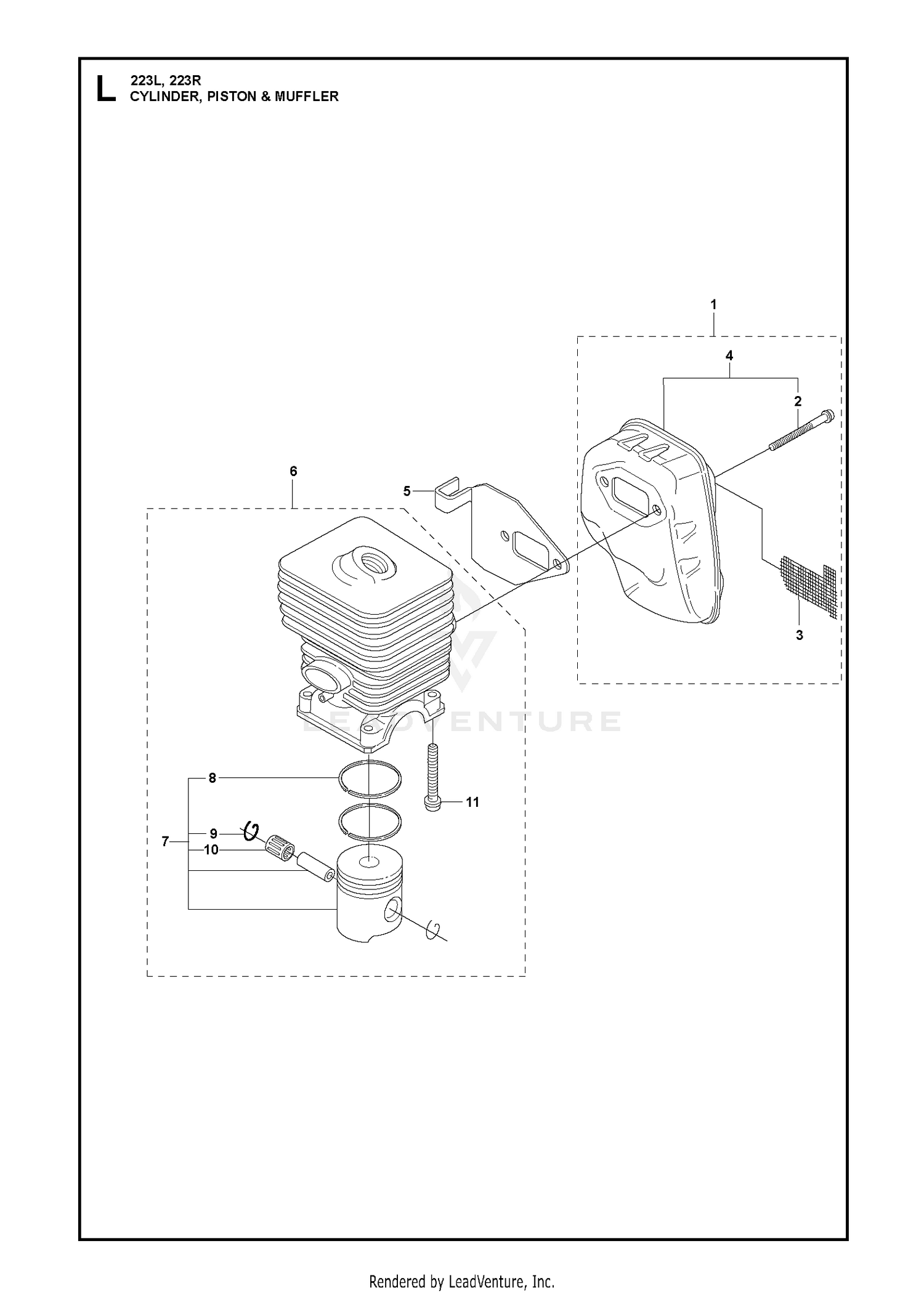 CYLINDER, PISTON & MUFFLER