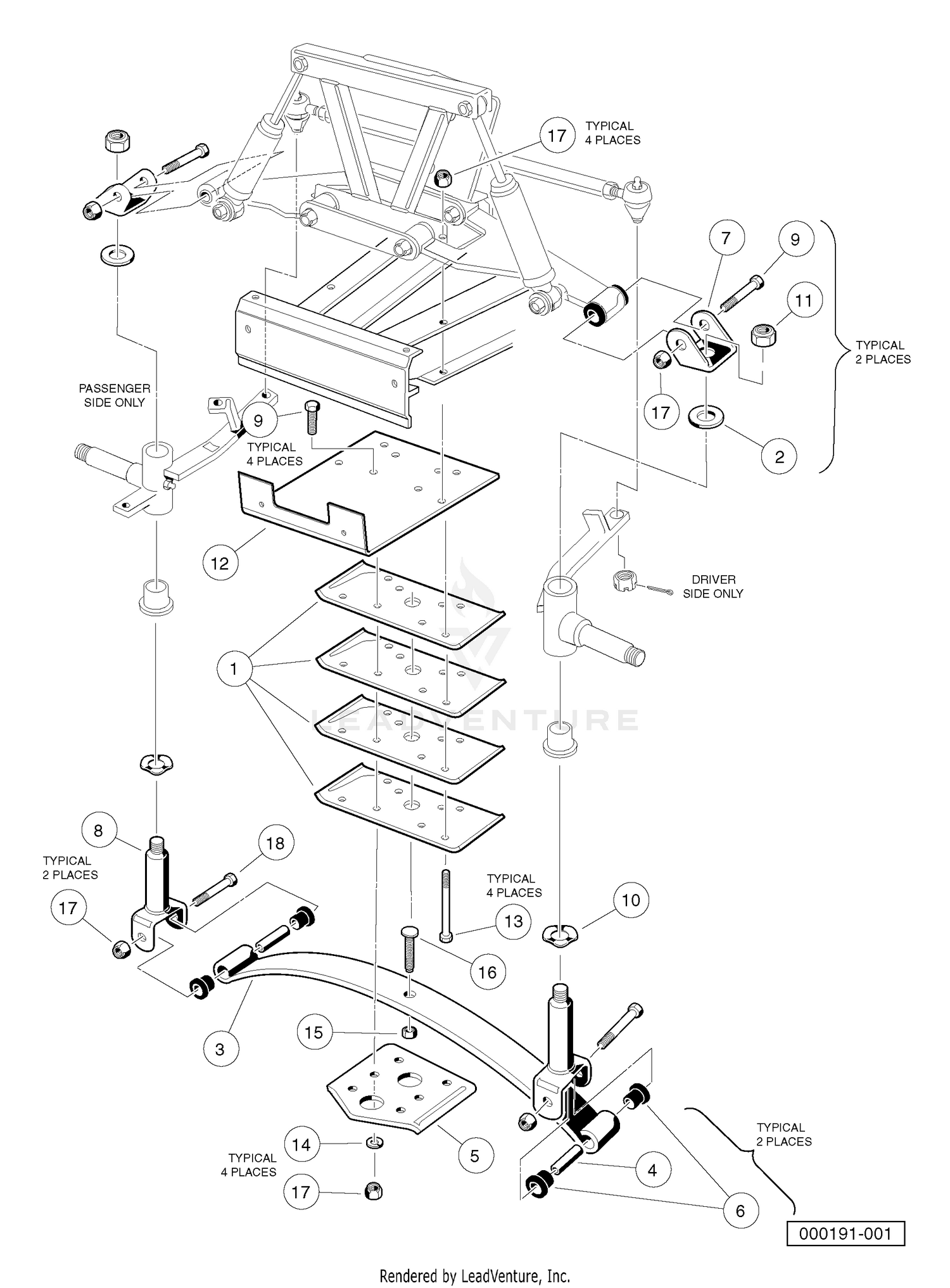 FRONT SUSPENSION, LOWER - VEHICLES WITH TWO-WHEEL BRAKES