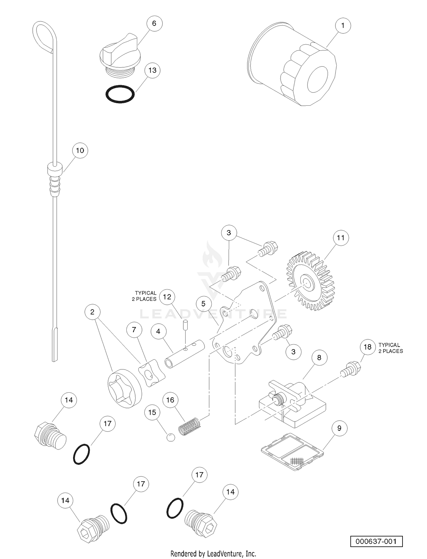 Oil and Lubrication Components (Kawasaki FH680D Gasoline Engine)